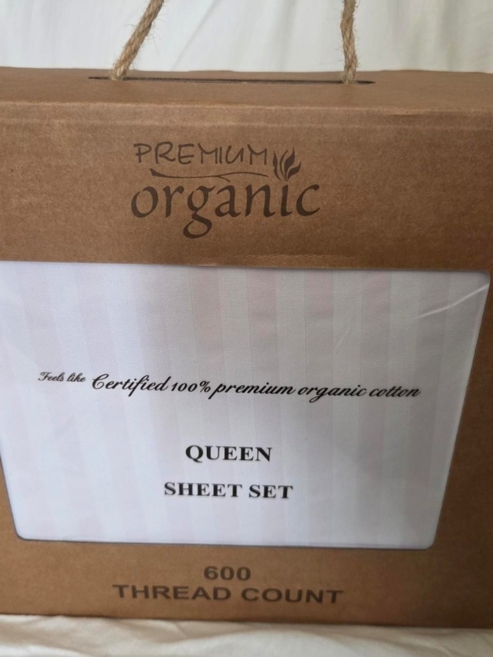 Organic Cotton Striped Queen Sheet Set NWT